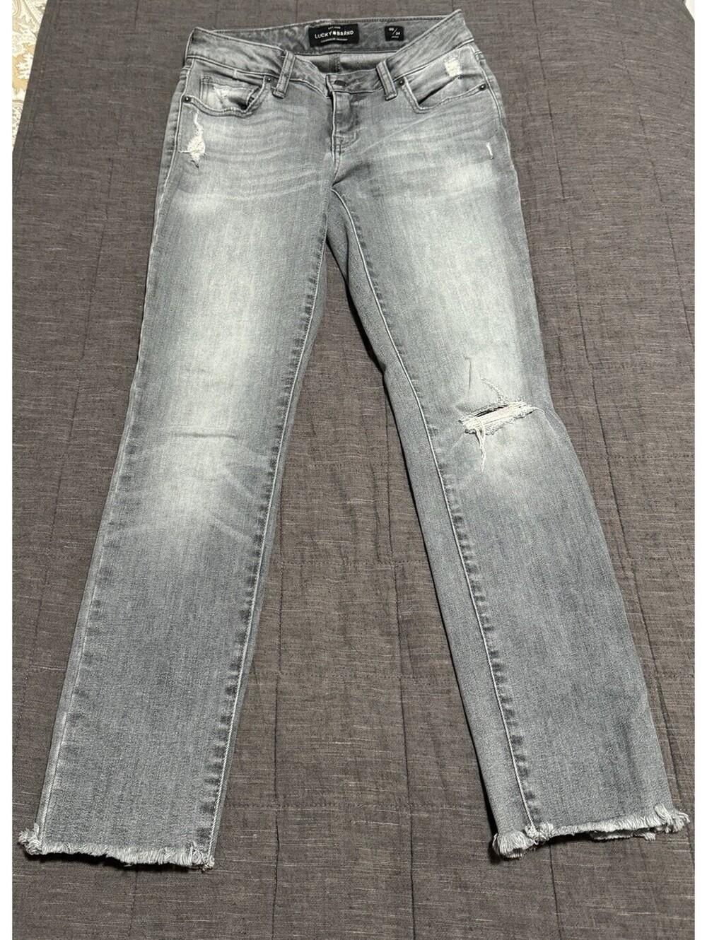 Lucky Brand Lolita Skinny Jean 00/24 Gray Distressed Denim